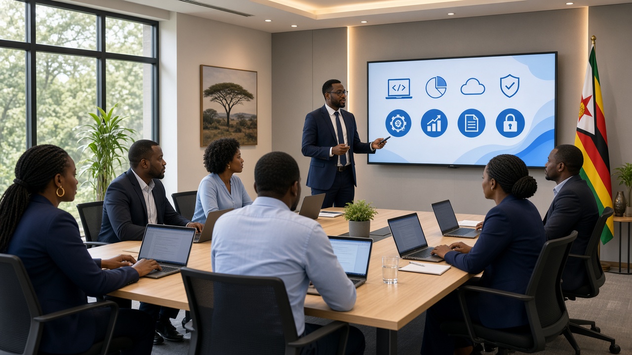 Facilitator leading a corporate digital skills session